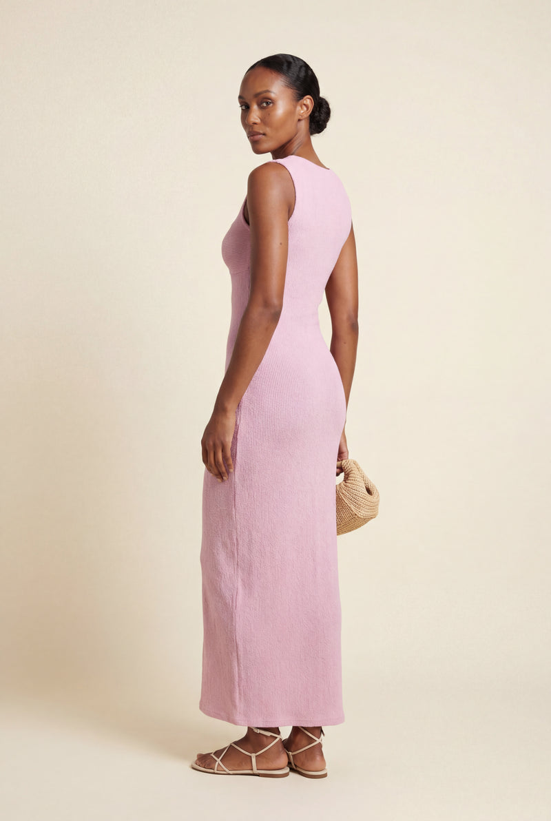 Pink Twist-front Sleeveless Fitted Maxi Dress - Photo 2