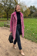 Women's Coat Leopard Print Slim Fit in Pink — ugc candid