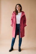 Women's Hooded Coat Relaxed Fit in Pink — studio front