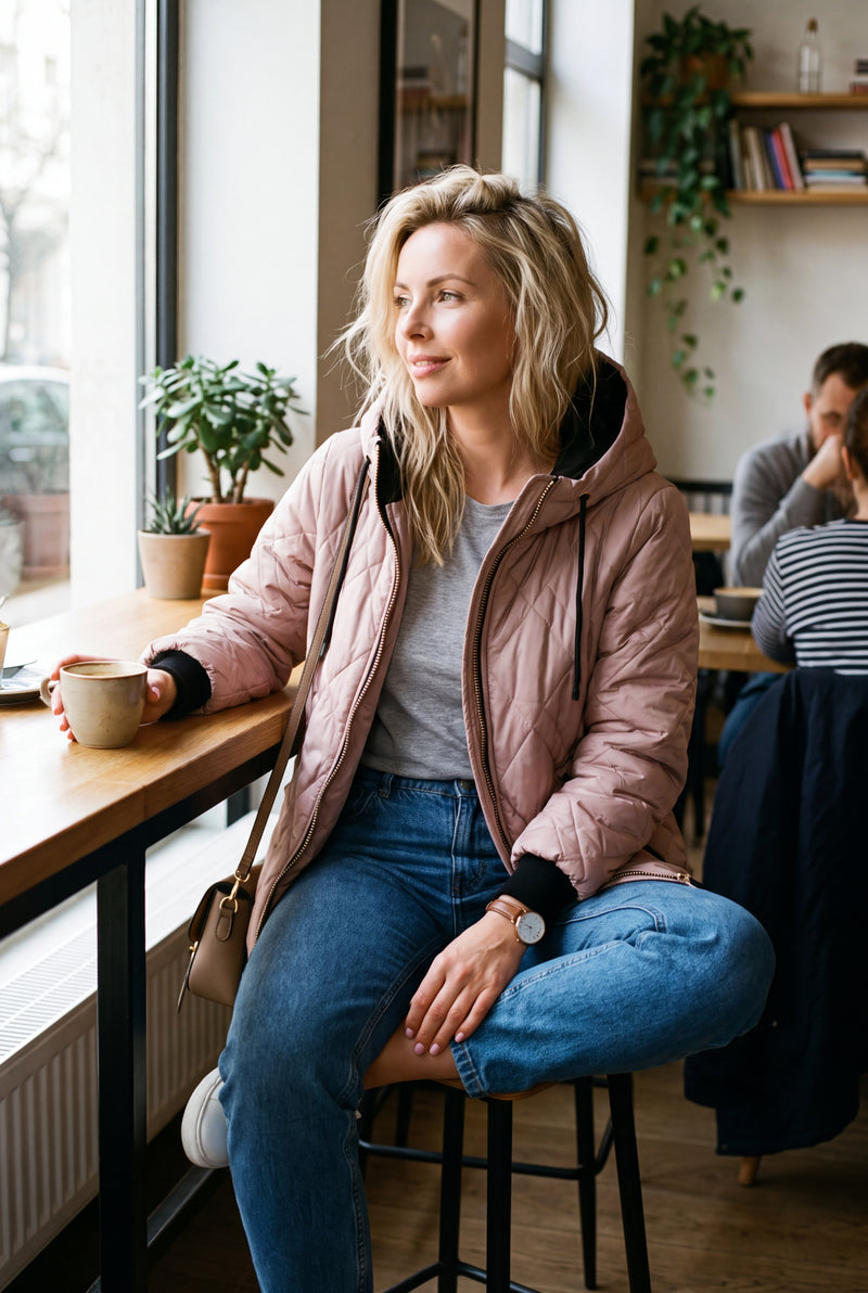 Women's Hooded Jacket Outdoor in Pink — lifestyle cafe