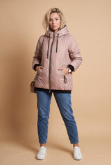 Women's Hooded Jacket Outdoor in Pink — studio fullbody