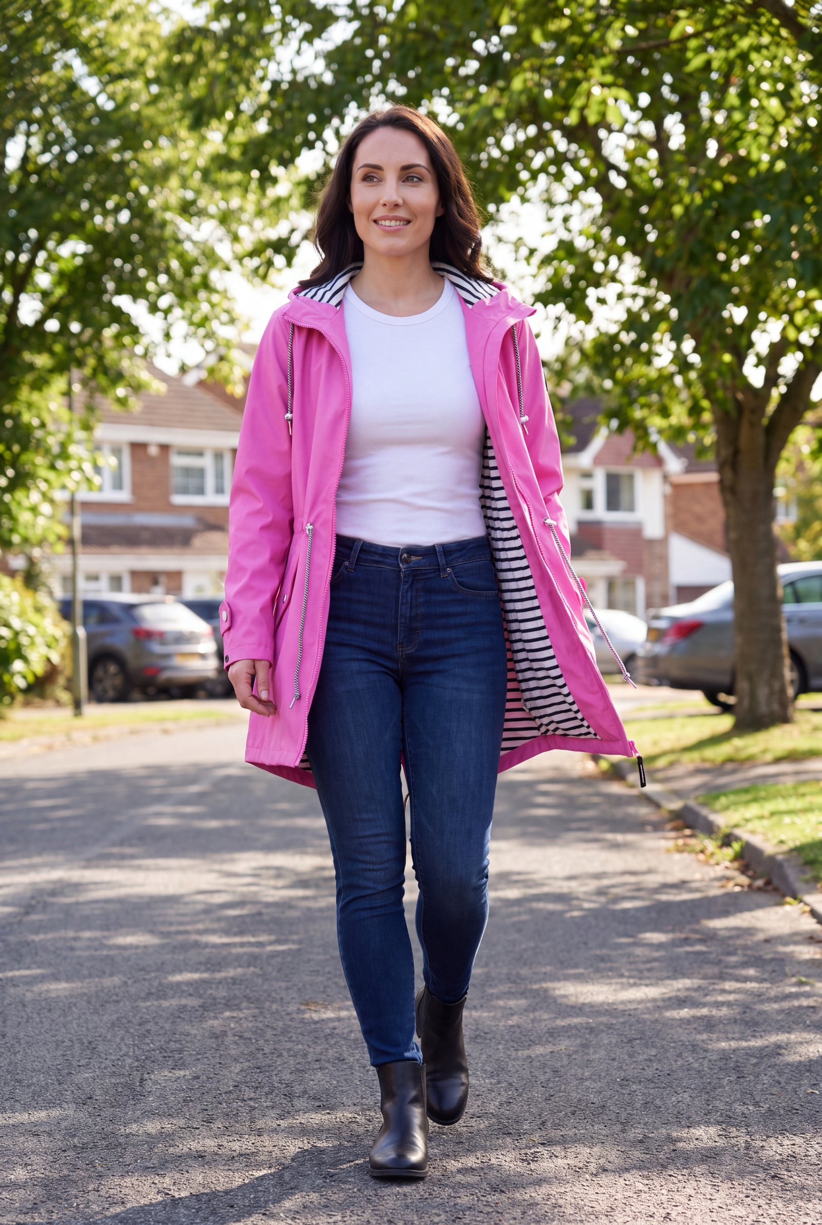Women's Hooded Jacket Relaxed Fit in Pink — outdoor urban