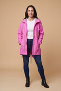 Women's Hooded Jacket Relaxed Fit in Pink — studio front