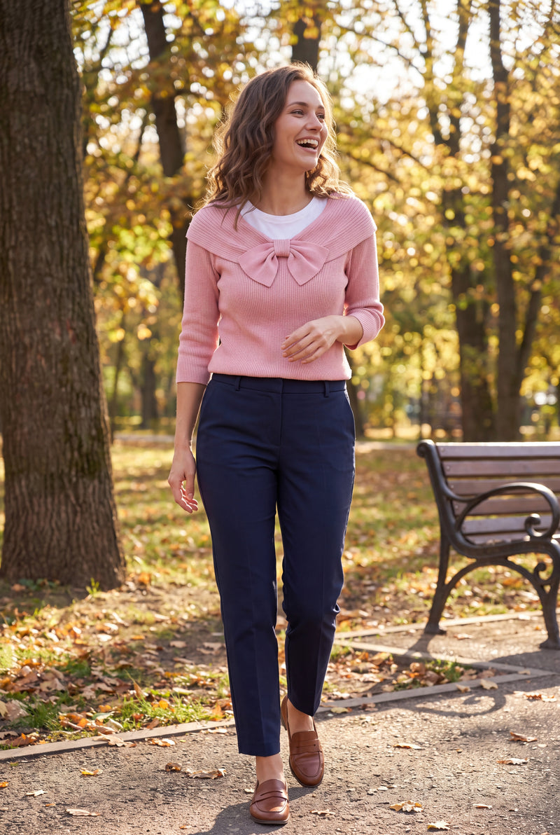 Women's Sweater Bow Detail in Pink — secondary ugc