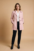 Women Trench Coat Short Belted in Pink — primary studio