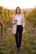 Women Trench Coat Short Belted in Pink — secondary vineyard