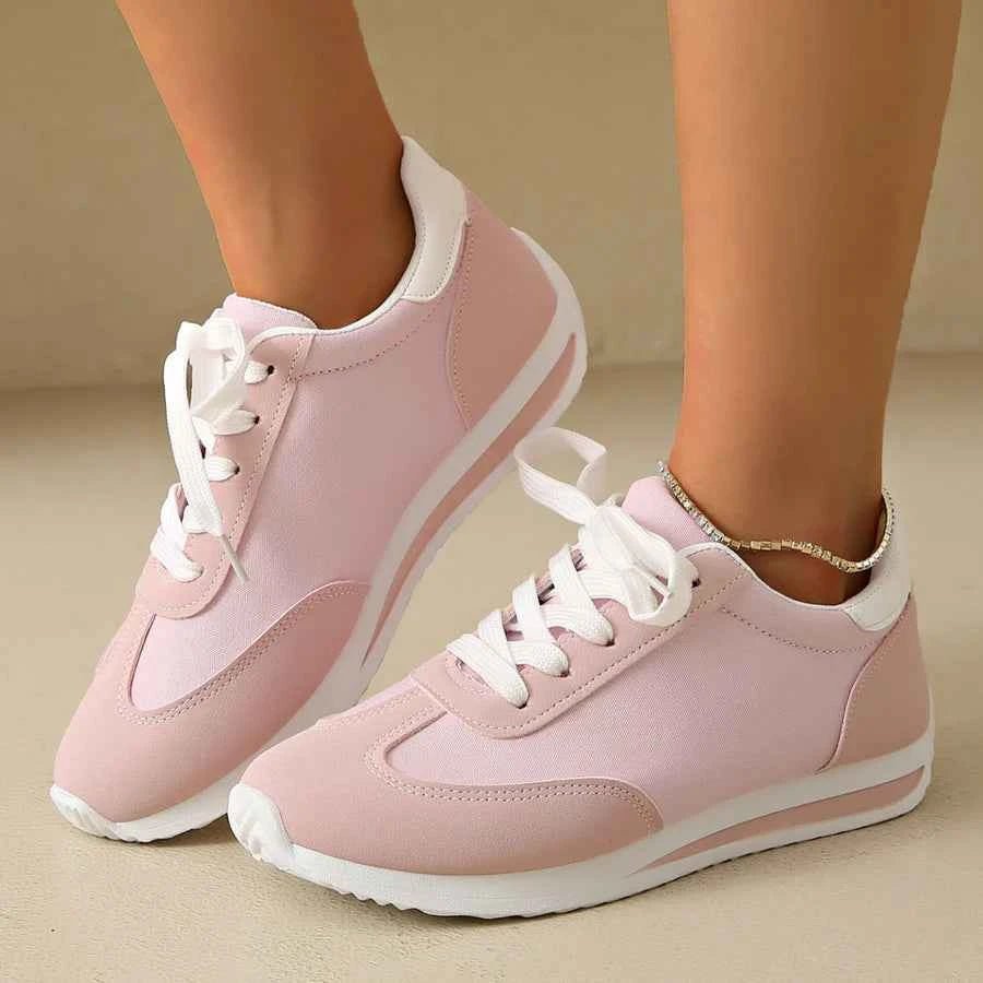 Women's Retro-Inspired Lace-Up Sneakers with White Sole - Photo 2