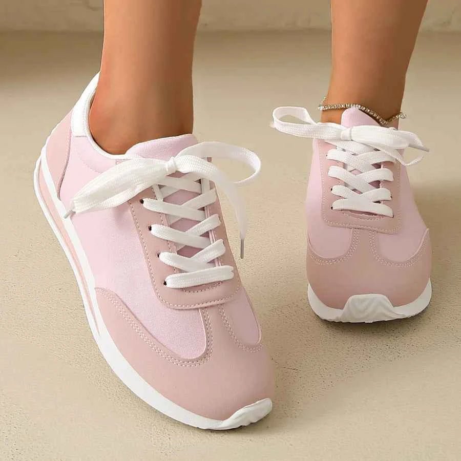 Women's Retro-Inspired Lace-Up Sneakers with White Sole - Photo 5