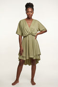 Pistachio Green Flutter Sleeve Ruffle Hem Mini Dress - Photo 16