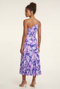 Purple Asymmetrical One-shoulder Floral Print Midi Dress - Photo 17