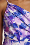 Purple Asymmetrical One-shoulder Floral Print Midi Dress - Photo 18