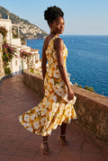 Yellow Asymmetrical One-shoulder Floral Print Midi Dress - Photo 21