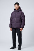 Purple Boxy Hooded Puffer Jacket with High Neck - Hooded jackets - Photo 8