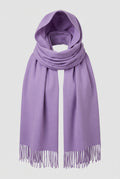 Cashmere Fringed Scarf in Purple — studio front