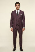 Purple Notch Lapel Tailored Three-piece Suit - Photo 15