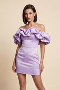 Purple Off-shoulder Ruffle Mini Dress - Photo 1