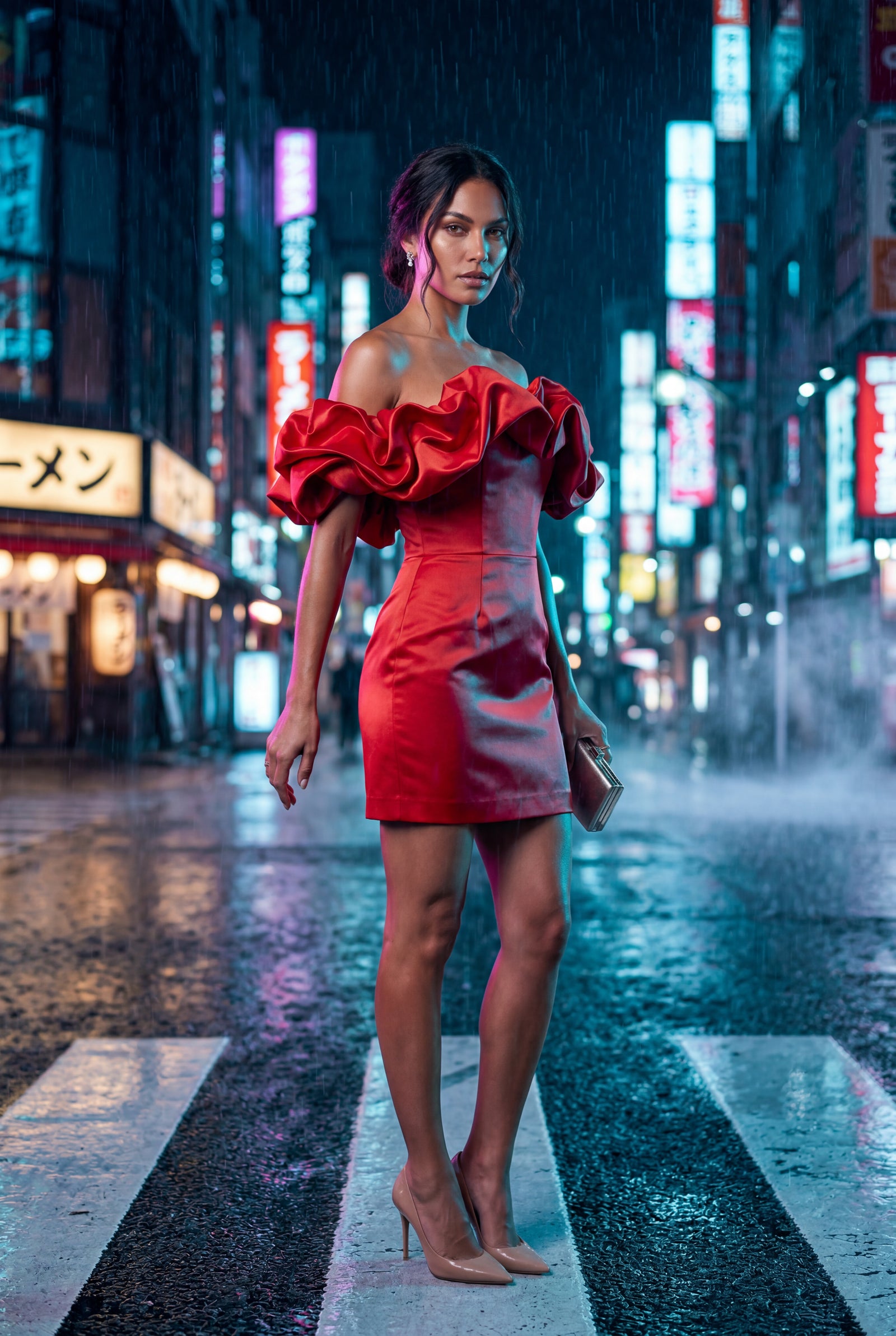 Red Off-shoulder Ruffle Mini Dress - Photo 16