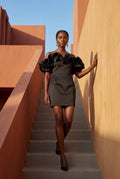 Black Off-shoulder Ruffle Mini Dress - Photo 9