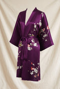 Silk Kimono Robe in Purple — studio front