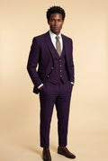 Purple Slim-fit Three-piece Wedding Suit with Notch Lapel Blazer - Photo 10