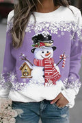 Snowman Graphic Sweater in Purple — front view