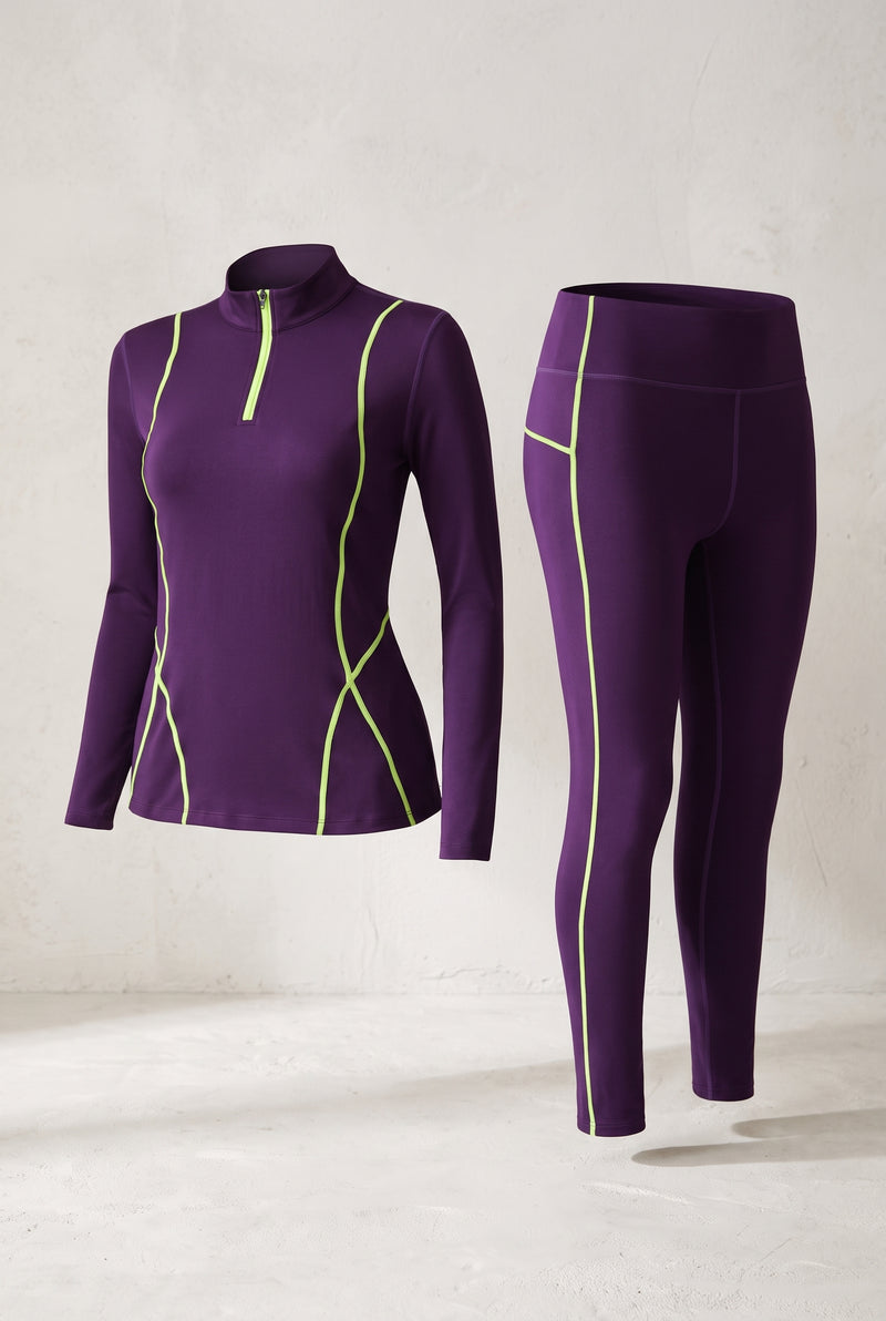 Thermal Base Layer Set in Purple — studio front