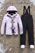 Hooded Ski Outfit Set in Purple with black — studio front