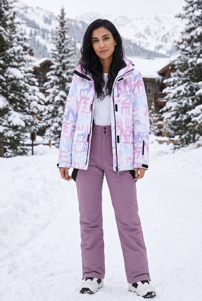 Hooded Ski Outfit Set in Purple with purple — lifestyle