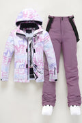Hooded Ski Outfit Set in Purple with purple — studio front