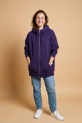 Women's Hoodie Oversized Zipper in Purple — studio full body