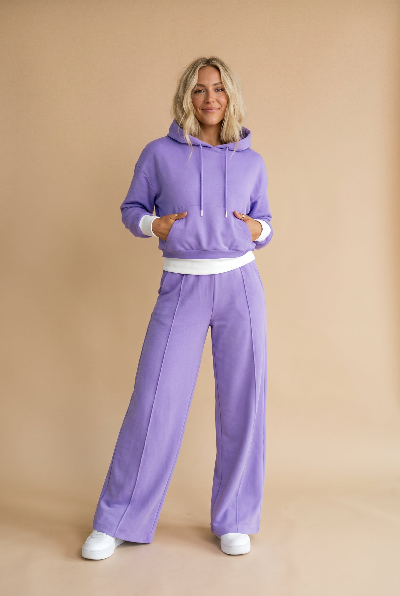 Women's Two-Piece Hoodie Relaxed Fit in Purple — primary studio