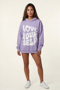 Purple Women's Bold Back Print Loose Fit Hoodie - Photo 2