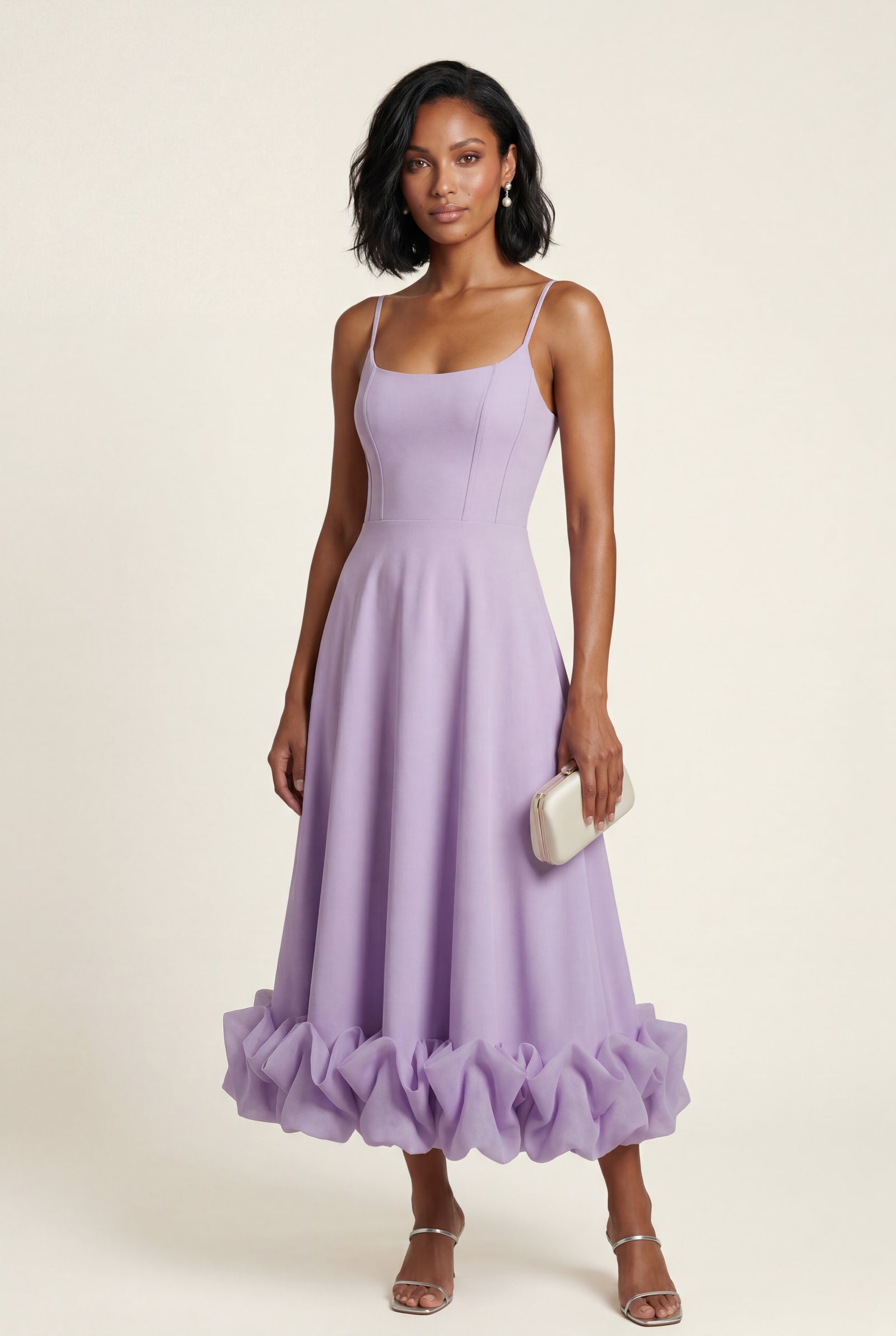 Purple Women's Ruffled Hem Fit and Flare Midi Dress - Wedding guest dress - Photo 6