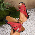 Red Bow Detail Cutout Slide Sandals with Criss-cross Straps - Photo 7
