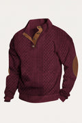 Cable Knit Quarter-Button Sweater in Red — studio front