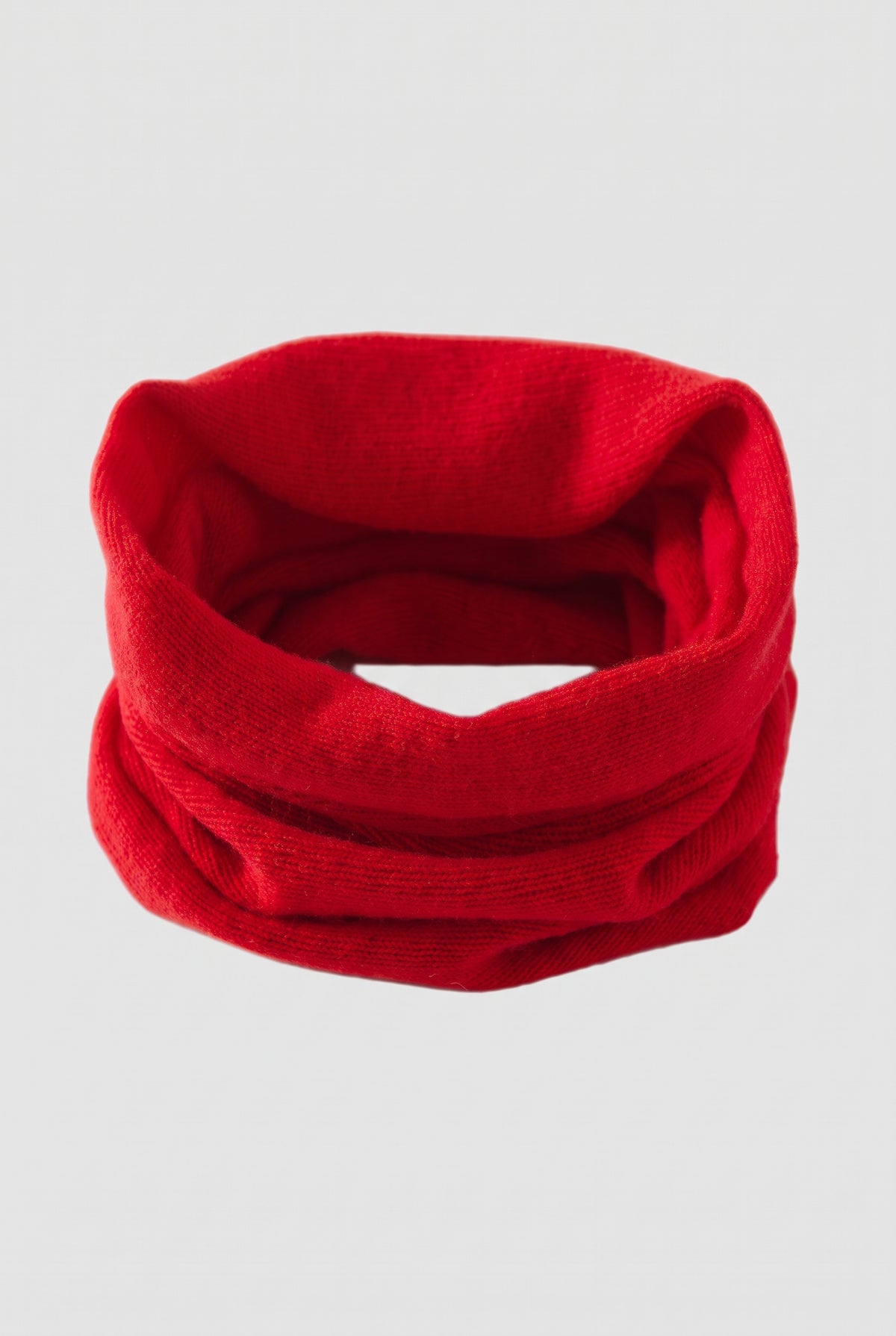 Cashmere Neck Gaiter in Red — studio front