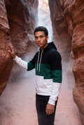 Green Color Block Pullover Hoodie with Kangaroo Pocket - Color block hoodie - Photo 10