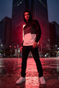 Black Color Block Pullover Hoodie with Kangaroo Pocket - Color block hoodie - Photo 11