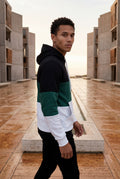 Green Color Block Pullover Hoodie with Kangaroo Pocket - Color block hoodie - Photo 5