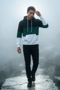 Green Color Block Pullover Hoodie with Kangaroo Pocket - Color block hoodie - Photo 8