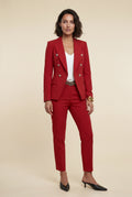 Red Double-breasted Blazer and Slim Trouser Suit Set - Photo 6