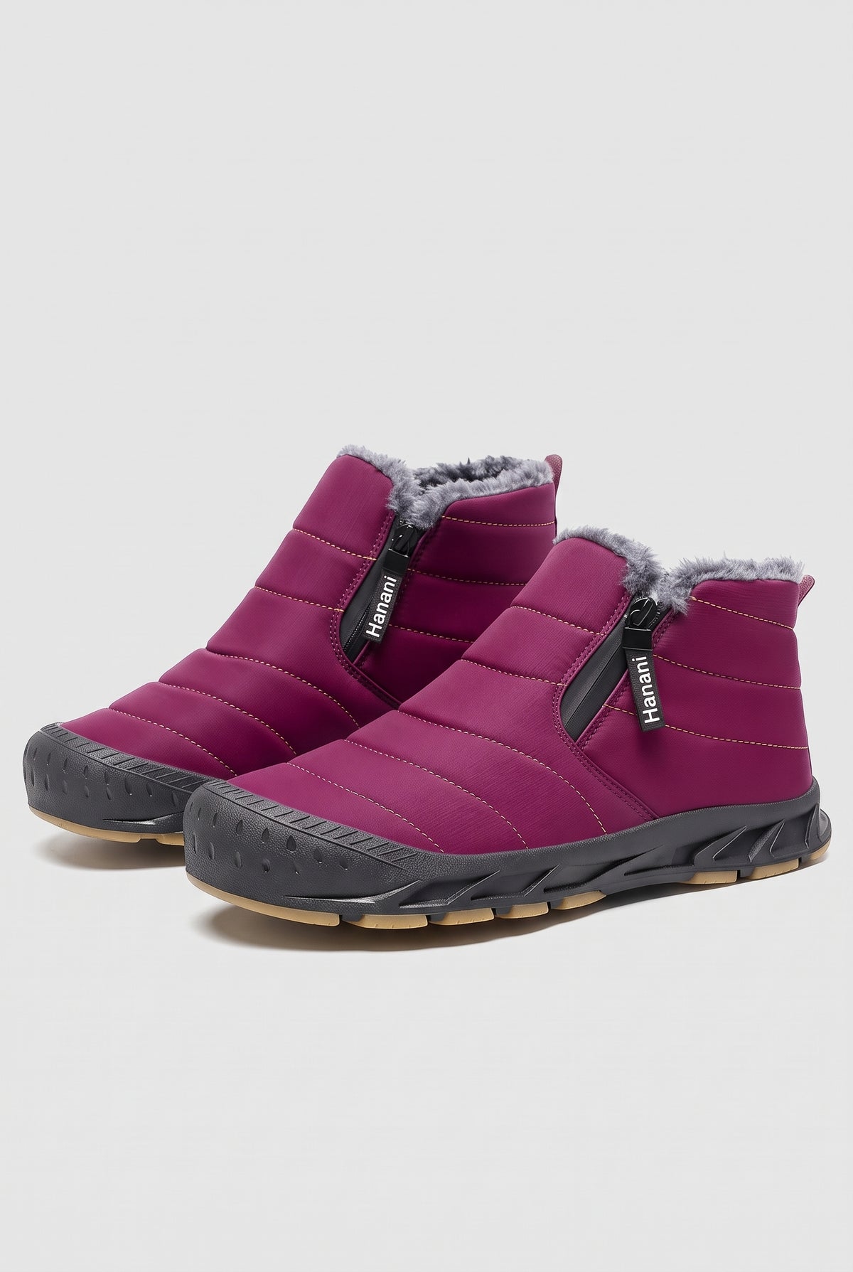 Faux-Fur Lined Winter Boots in Red — studio front