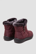 Fleece-Lined Ankle Boots in Red — studio angle
