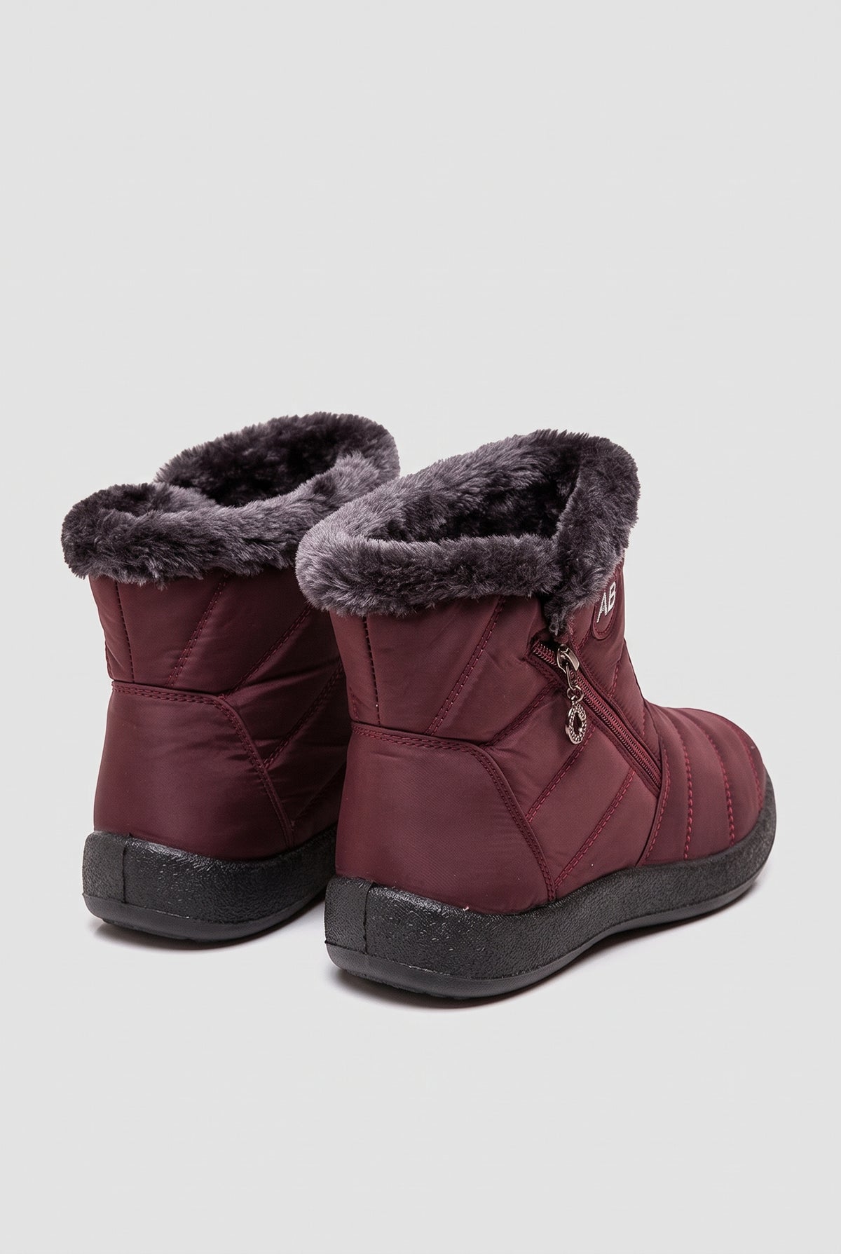 Fleece-Lined Ankle Boots in Red — studio angle