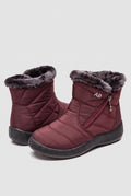 Fleece-Lined Ankle Boots in Red — studio front