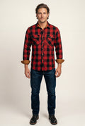 Red Large Check Plaid Long Sleeve Button Down Shirt - Casual shirts - Photo 1