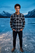 Dark Gray Large Check Plaid Long Sleeve Button Down Shirt - Casual shirts - Photo 15