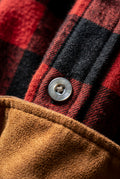 Red Large Check Plaid Long Sleeve Button Down Shirt - Casual shirts - Photo 4