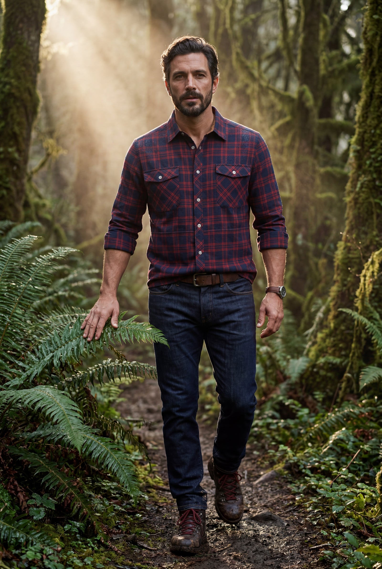 Red Large Check Plaid Long Sleeve Button Down Shirt - Casual shirts - Photo 5