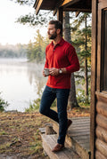Men Polo Shirt Long Sleeve Slim Fit in Red — weekend getaway